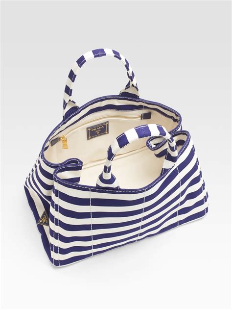 prada striped tote canvas|Prada canvas tote large.